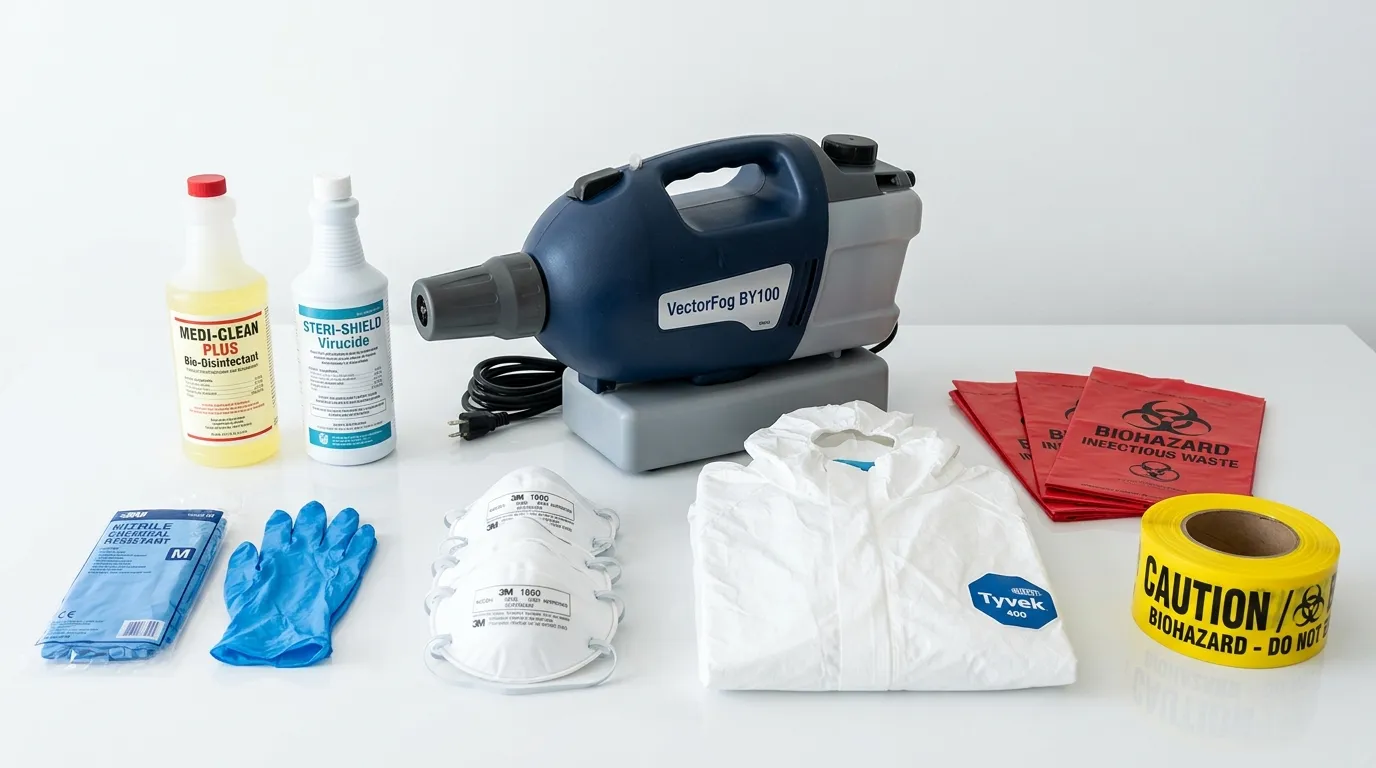 Professional biohazard remediation crew working in Highland Park